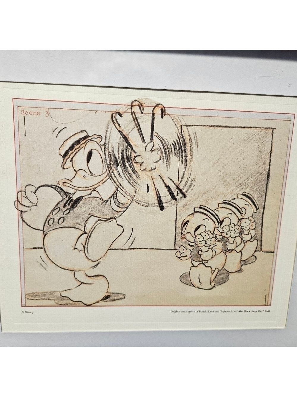 ©️Disney Original Story Sketch, Donald Duck & Nephews from "Mr Duck Steps Out"